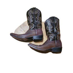 Rio‎ Grande Limited edition 27.5  8.5 US square toe  two tone  brown embroidered